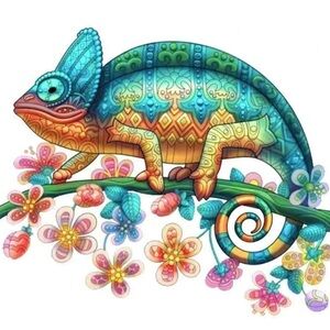 Vibrant Multicolor Chameleon Art Print